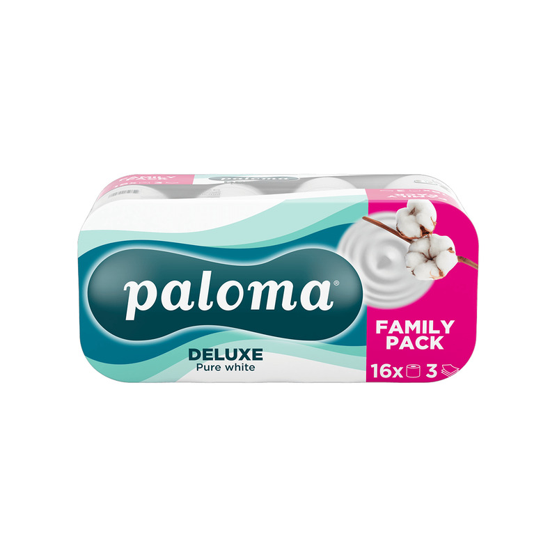 KAST 3 tk! Paloma tualettpaber Deluxe puhasvalge 16 rulli 3 kihti