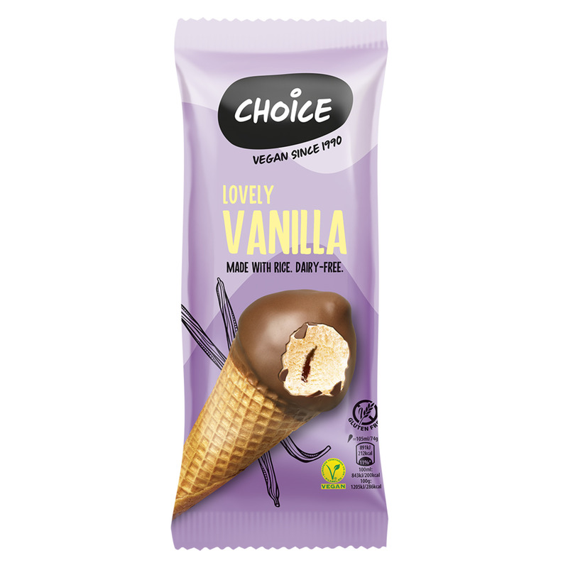 CHOICE Vanilli-riisijäätis koonusvahvlis vegan 150ml