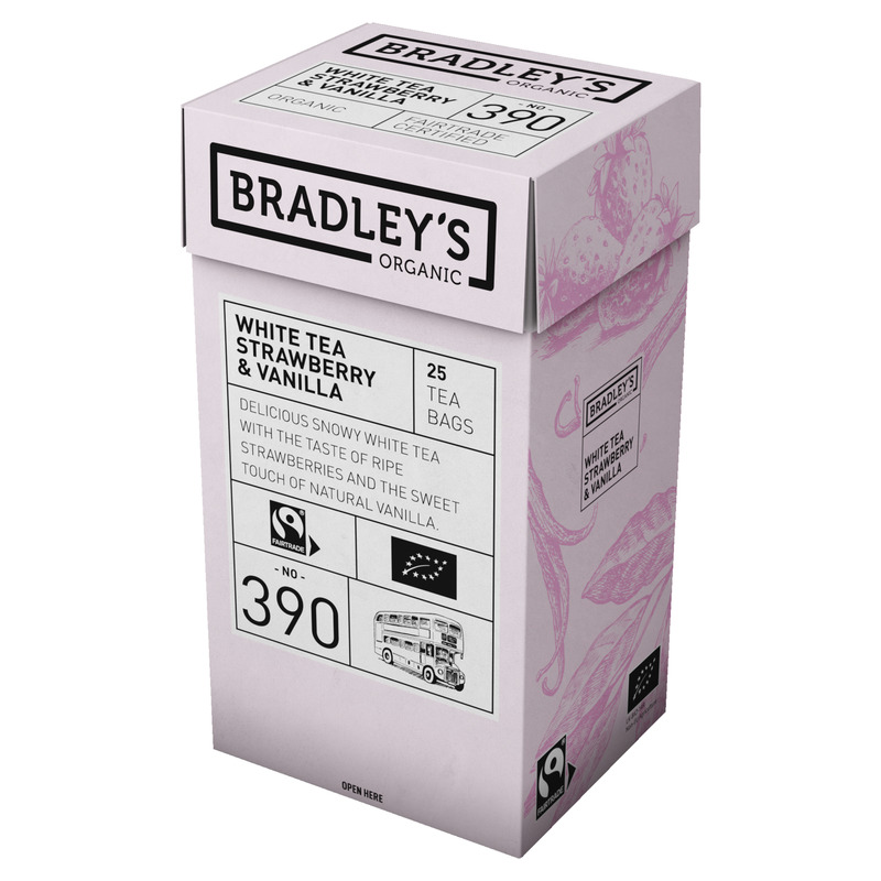 BRADLEY'S Organic Valge tee Strawb.&Vanilla 25x1,75g(ümbrik)