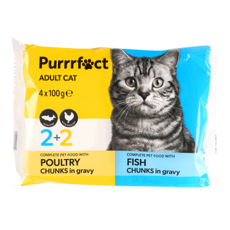 Kassisööt Purrrfect kalaga, linnulihaga 4x100g