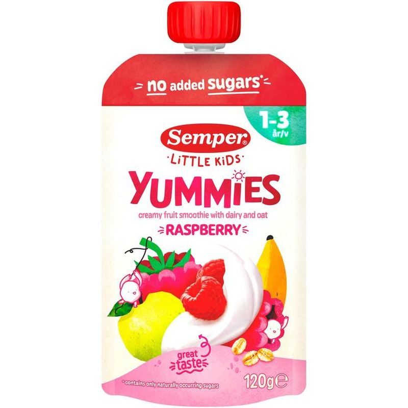Semper Yummies smuuti vaarika 120g 1-3a