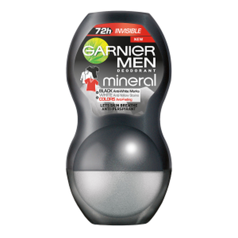 Rulldeodorant Mineral Deo Men, Black-White-Color, GARNIER, 50 ml