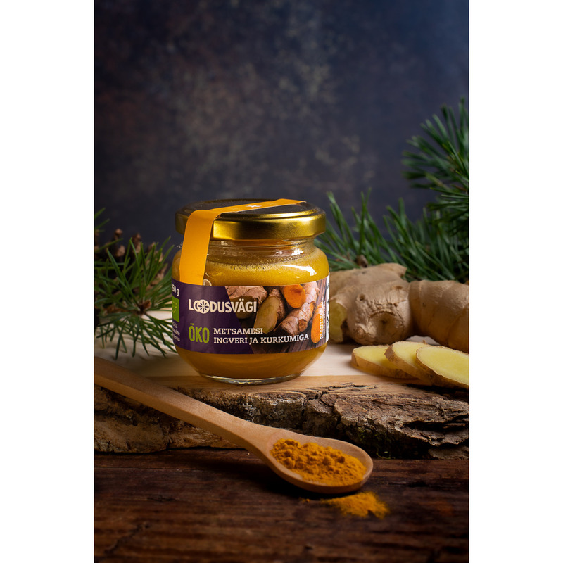 Loodusvägi ÖKO metsamesi, kurkumi ja ingveri 150g EE-ÖKO-03