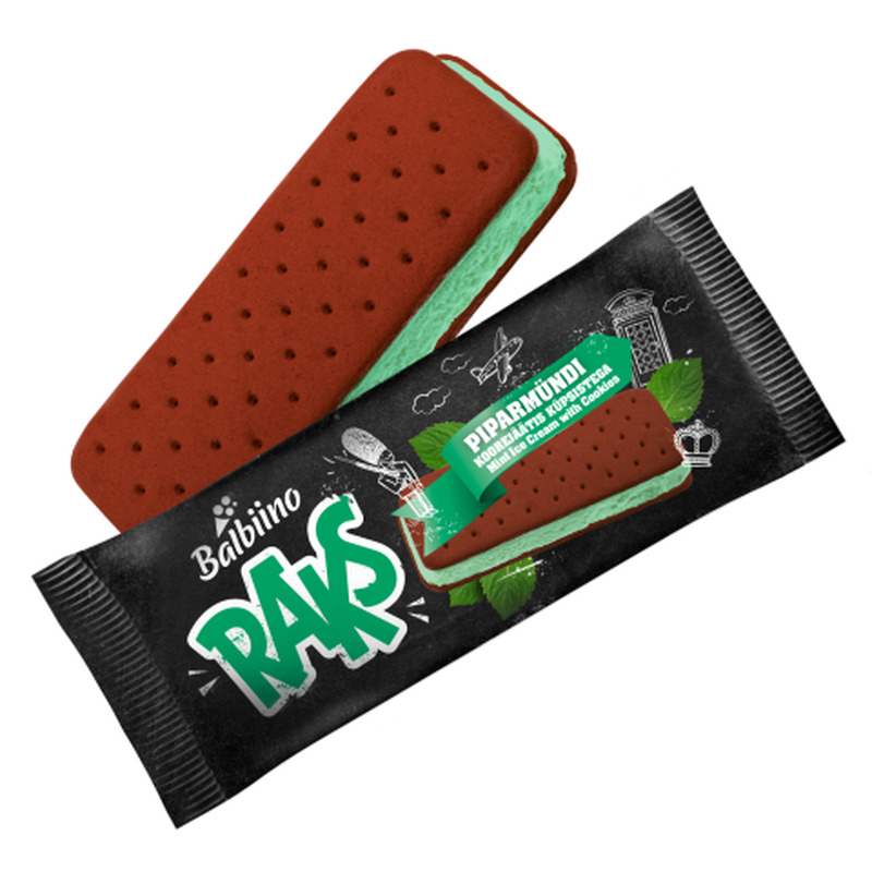 Koorejäätis küpsistega piparmündi Raks 110ml/56g