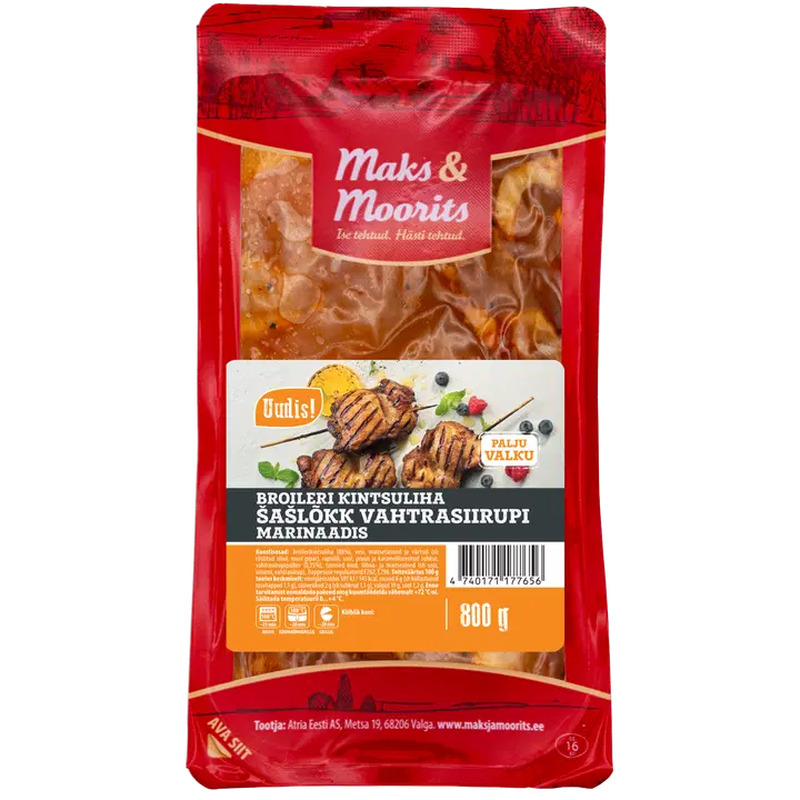 Maks & Moorits Broileri kintsuliha šašlõkk vahtrasiirupimarinaadis 800g