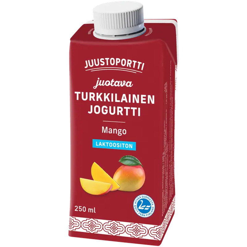 Juustoportti mangomaitseline türgipärane joogijogurt, laktoosivaba, 250 ml