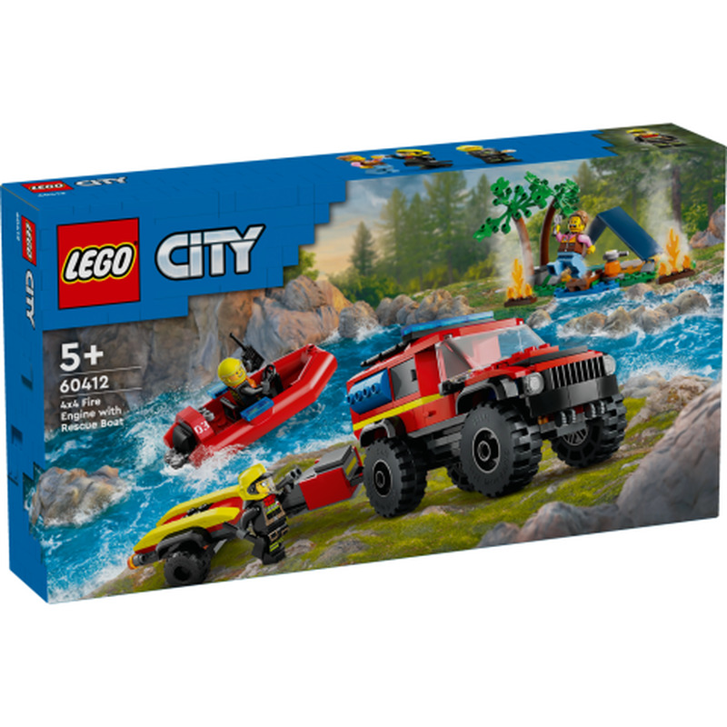 Konstruktor Lego 4X4 Tuletõrjeauto Koos Päästepaadiga 60412