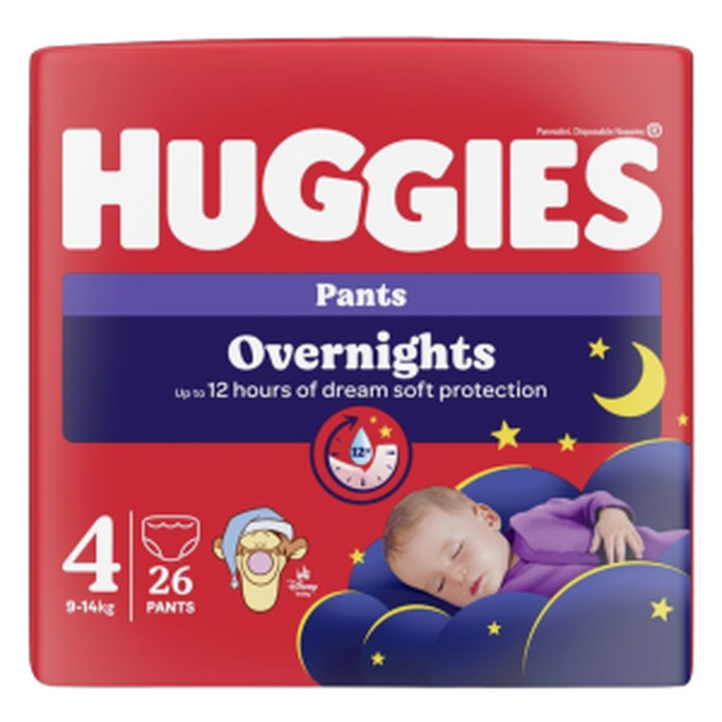Püksmähkmed Overnights 4 9-14kg, HUGGIES, 26 tk