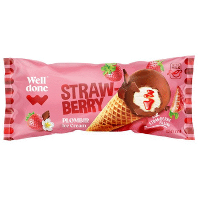 Vanillijäätis maasikaga WELL DONE 90g