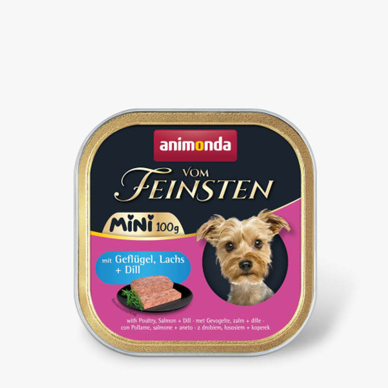 Koerakonservid kana, lõhe, till Animonda Vom Feinsten Mini Adult 100g