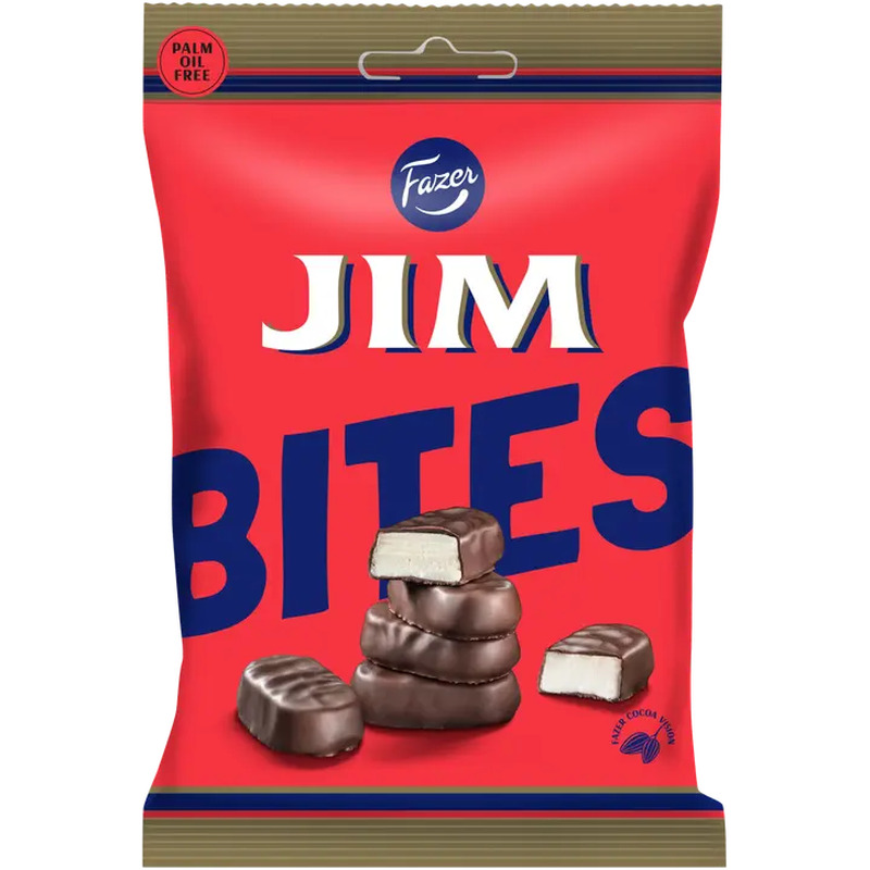 Fazer Jim Bites tumeda šokolaadiga 94g