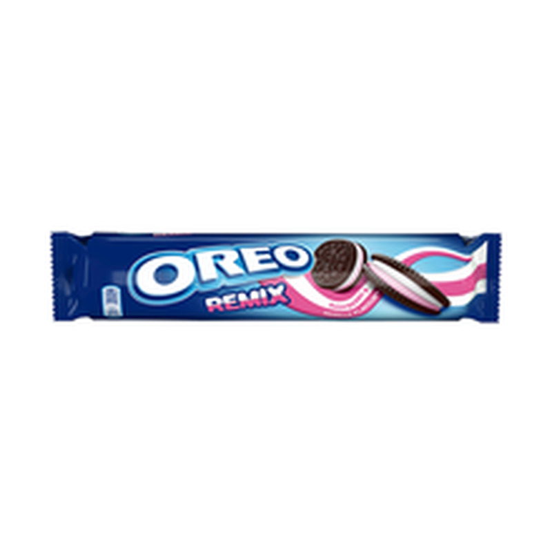 Oreo remix raspberry & vanilla, vaarika ja vanilli maitselise täidisegaküpsised, 157 g