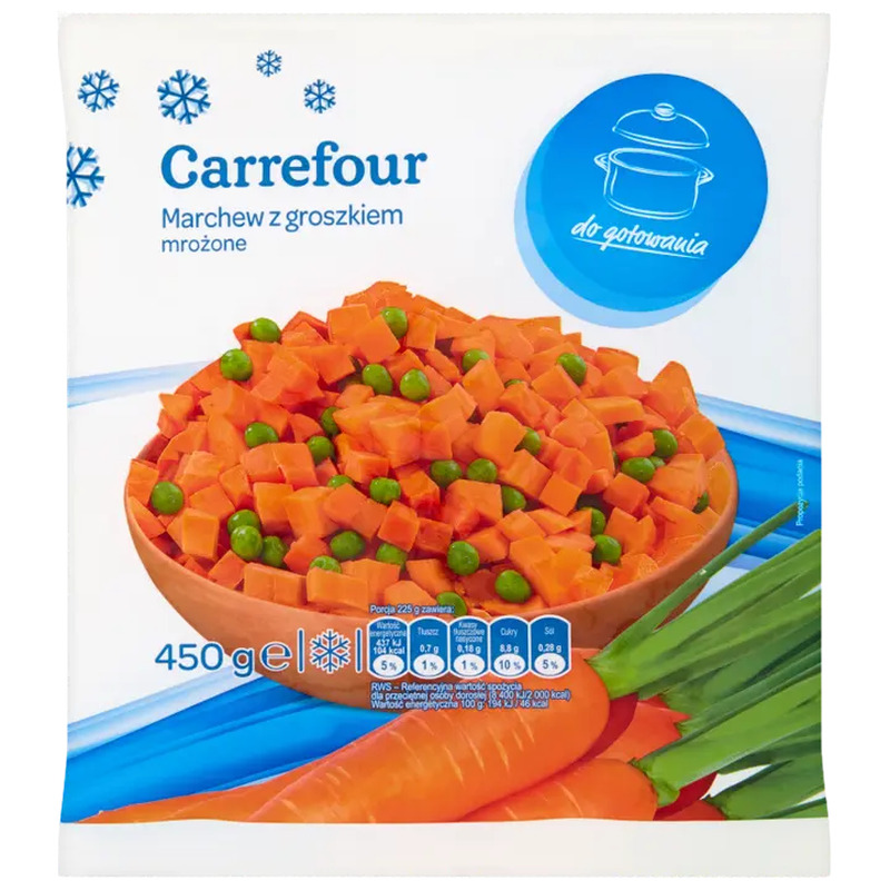 Carrefour külmutatud porgand hernestega 450 g