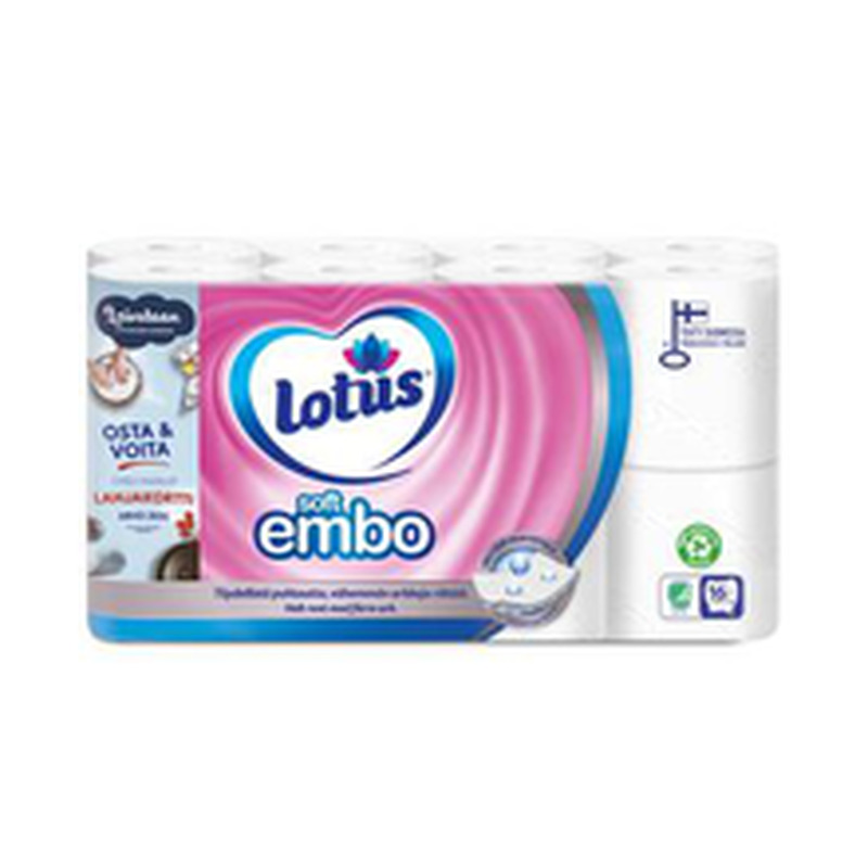 Tualettpaber Soft Embo 16 rulli, 3-kihiline