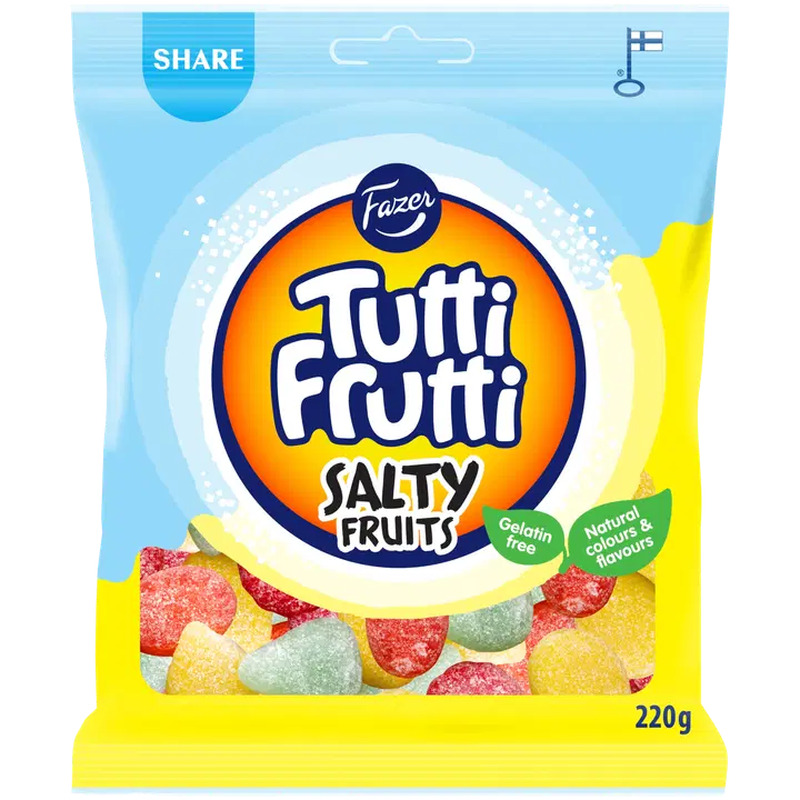 Fazer Tutti Frutti Salty Fruits soolased kummikommid 220g
