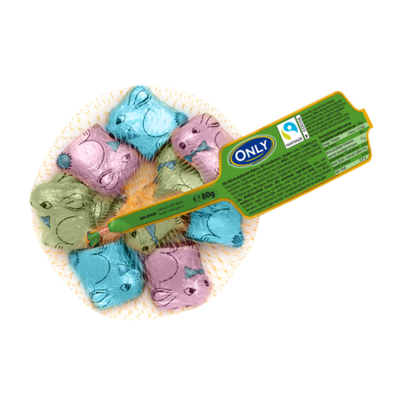 Šokolaadist lihavõttejänesed piimakreemiga Only 80g