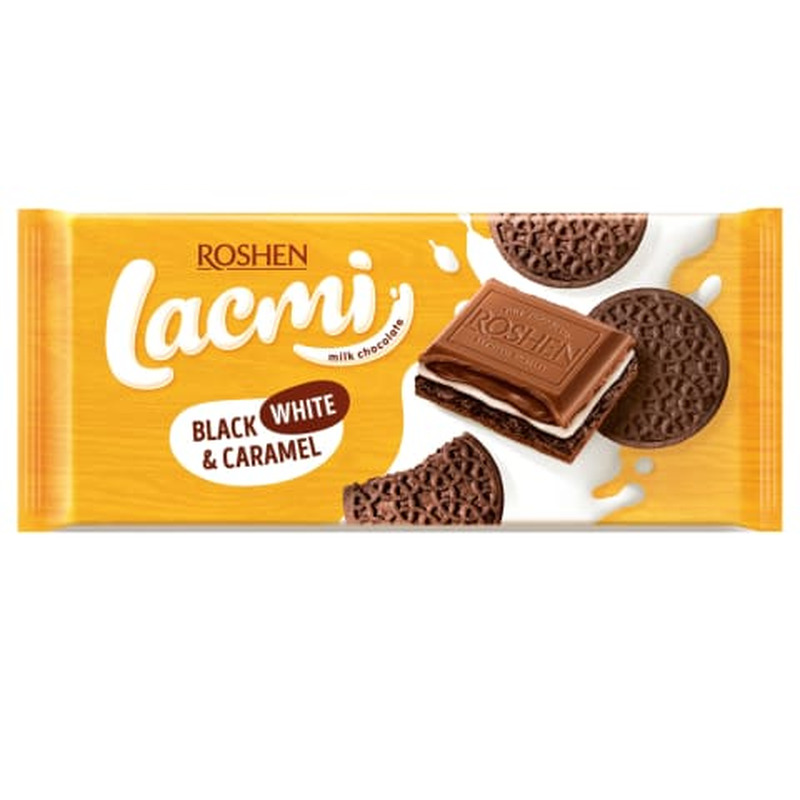 Piimašokolaad Black, White & Caramel Roshen Lacmi 100g