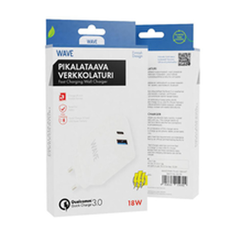 Laadija 18W 1xUSB type-C + 1xUSB-A