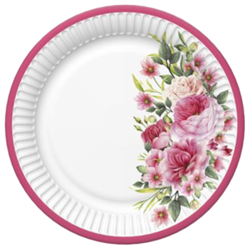 Daisy papptaldrik Roosid 18cm 8tk