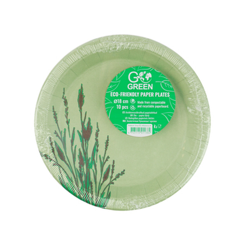 Papptaldrikud 18cm, GO GREEN, 10 tk