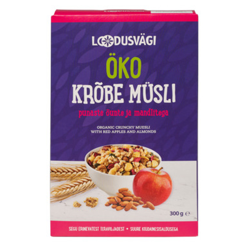 LOODUSVÄGI Öko krõbe müsli šokolaadi ja mandli 300g
