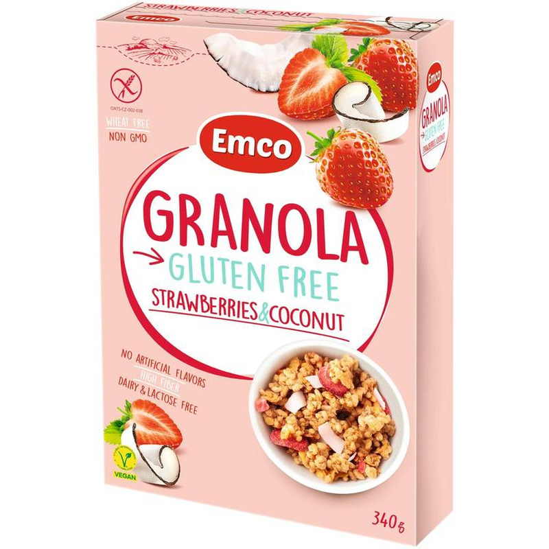 Granola maasikate ja kookosega, EMCO, 340 g