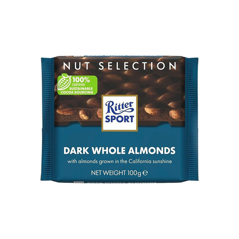 Ritter Sport tume šokolaad tervete mandlitega 100g