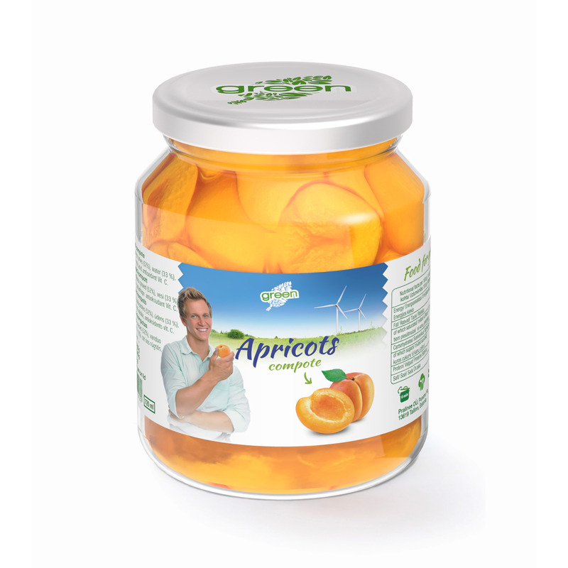 GREEN Poolikud aprikoosid siirupis 700g (klaas)