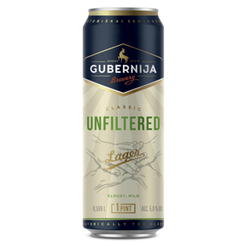 GUBERNIJA õlu Unfiltered Lager hele 5% 56,8cl (purk)