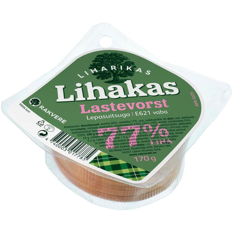 Lihakas lastevorst, RAKVERE, 170 g