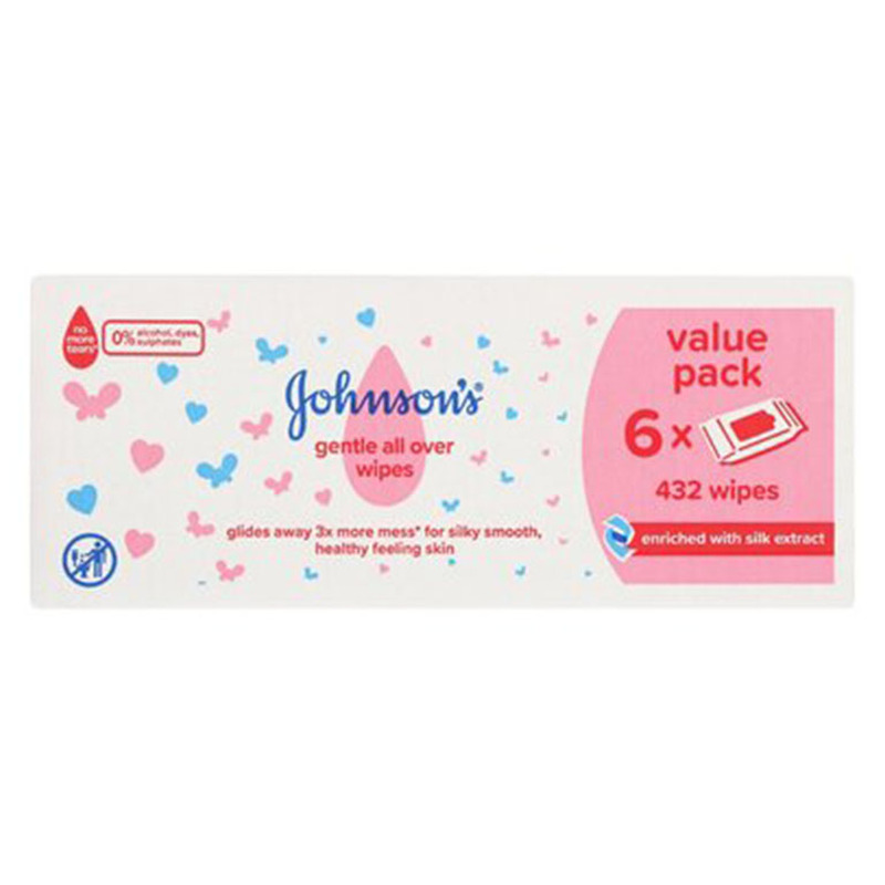 Niisked salvrätid Gentle All Over, JOHNSON’S, 6×72 tk