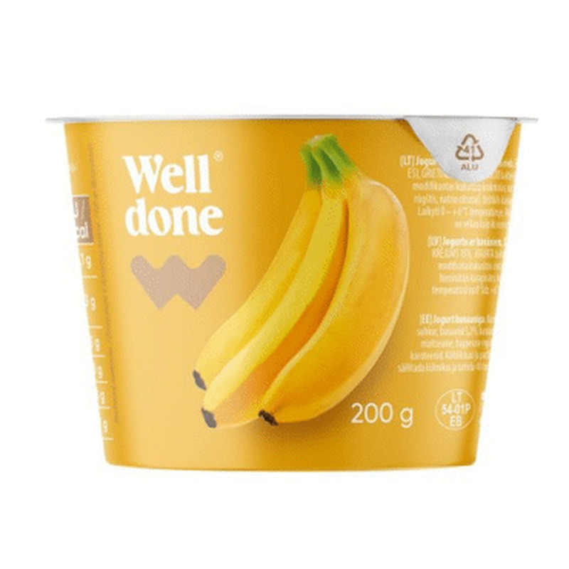 Jogurt WELL DONE banaan, 200g
