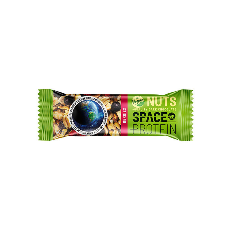 Space Protein VEGAN BERRIES pähklite ja marjadega proteiinibatoon 40g