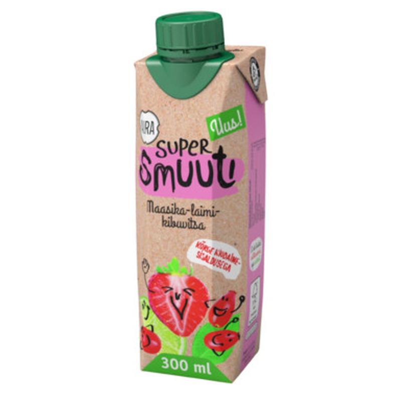 AURA Super smuuti maasika-laimi-kibuvitsa 0,3l