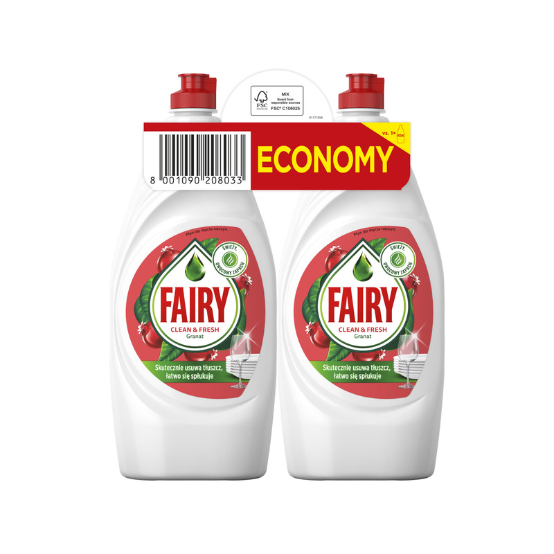KAST 6 tk! Fairy Nõudepesuvedelik Pomegranate 2 x 900 ml