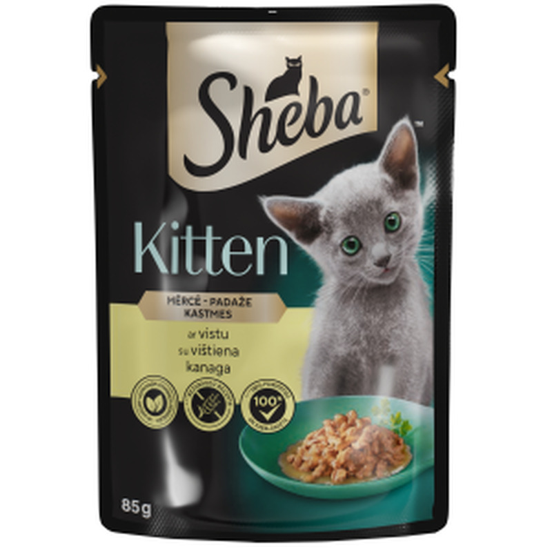 Kiisueine Kitten kanaga kastmes, SHEBA, 85 g