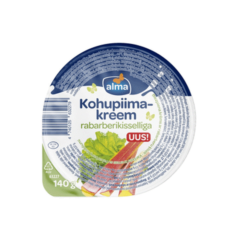 Kohupiimakreem ALMA rabarberikis.,140g