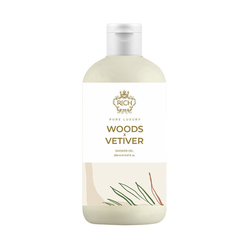 Dušigeel niisutav ja toitev Woods x Vetiver, RICH, 280 ml