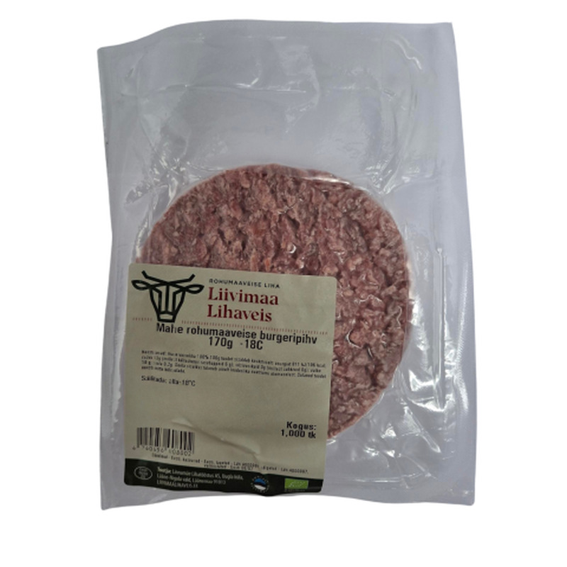 Mahe rohumaaveise burgeripihv külmutatud Liivimaa Lihaveis 170g