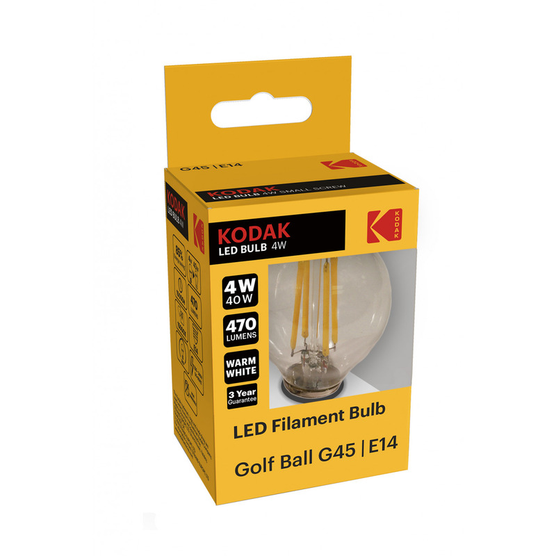 Kodak LED Filament 4W (40W) E14 soe valge G45 klaar lühter 470lm