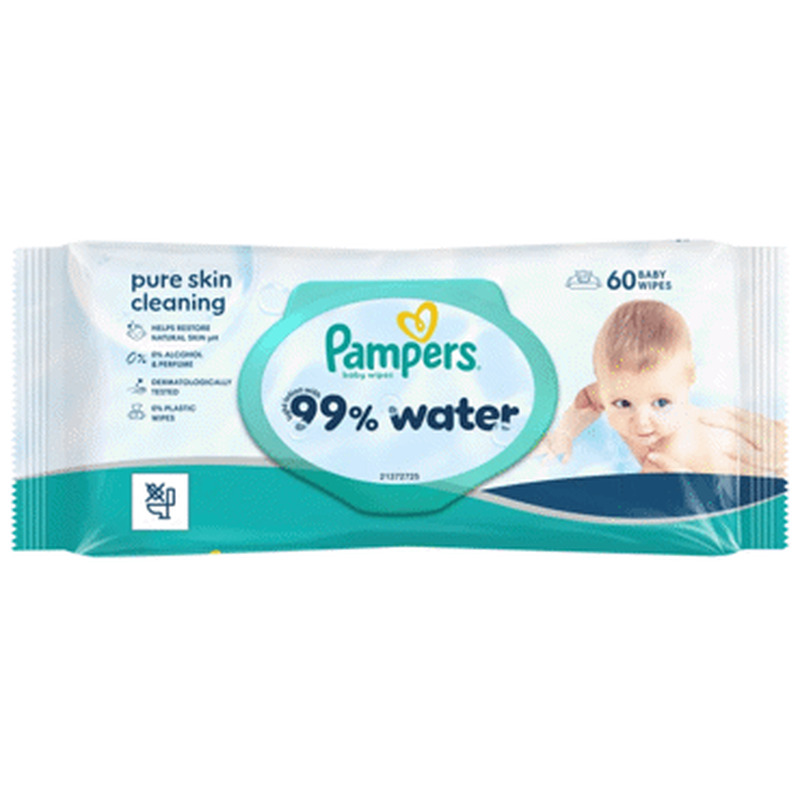 Niisked salvrätikud PAMPERS Water, 60tk
