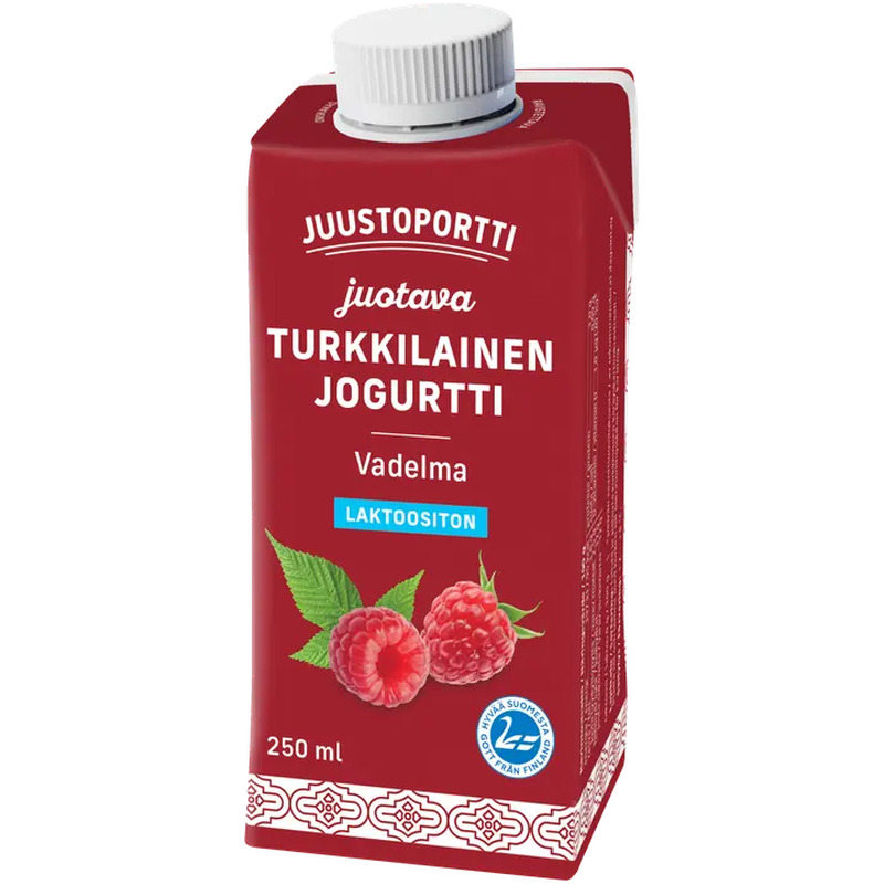 Juustoportti vaarikamaitseline türgipärane joogijogurt, laktoosivaba, 250 ml