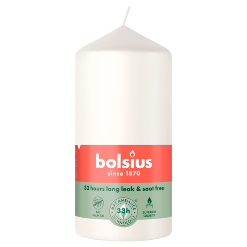 Küünal Bolsius silinder valge 120/58mm