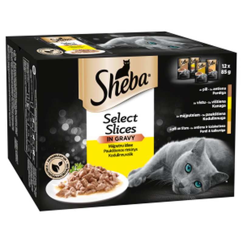 Kiisueine linnuliha valik Select Slices 12-pakk, SHEBA, 1,02 kg