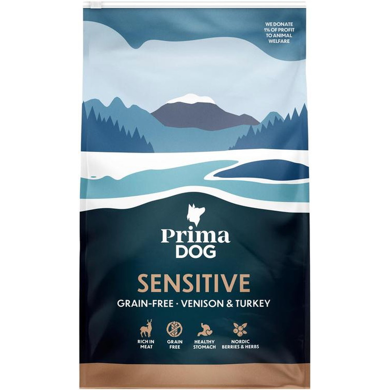 Täiskasvanud koertele hirveliha-kalkuni teraviljavaba täistoit, PRIMADOG, 3 kg