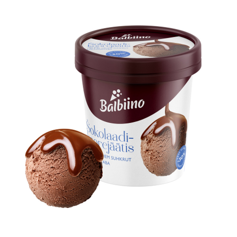 Šokolaadi-koorejäätis vähendatud suhkruga laktoosivaba Balbiino 500ml/250g