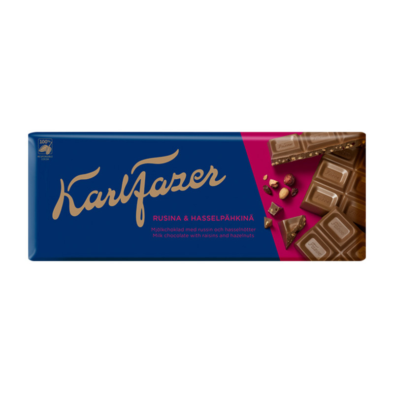 Piimašokolaad rosina-pähkli, FAZER, 200g