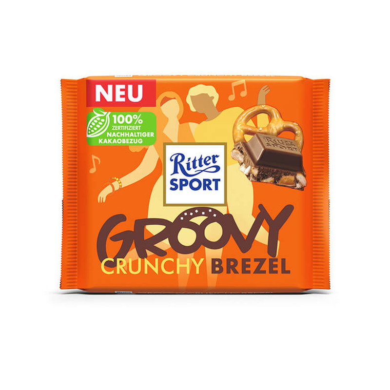 Ritter Sport piimašokolaad krõbedate pretzeli tükkidega 100g
