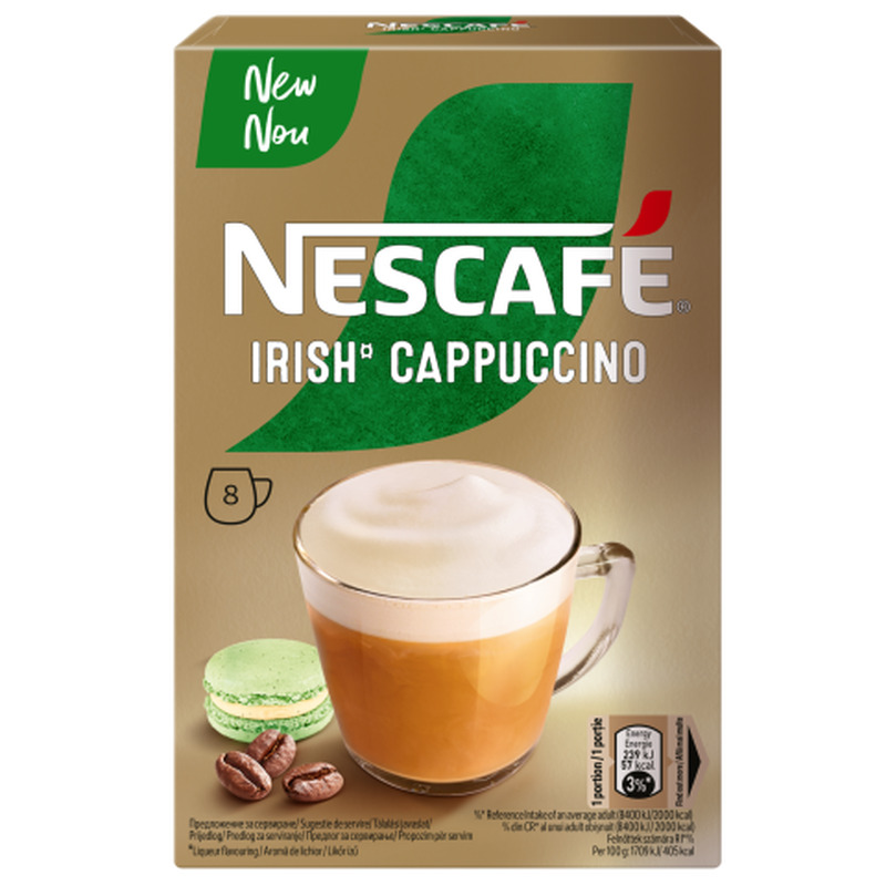 Kohv lahustuv Cappuccino Irish Box Nescafe 8x14g