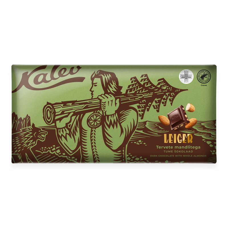 Leiger tume šokolaad tervete mandlitega, KALEV, 270 g